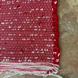 Red Rug, Cotton Made From Lanyard Remnants, Kitchen Bathroom Bedroom, Accent 2 Rugs Available For Sale - thumbnail 2