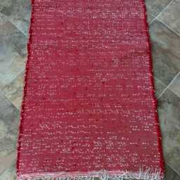Red Rug, Cotton Made From Lanyard Remnants, Kitchen Bathroom Bedroom, Accent 2 Rugs Available For Sale - thumbnail 3
