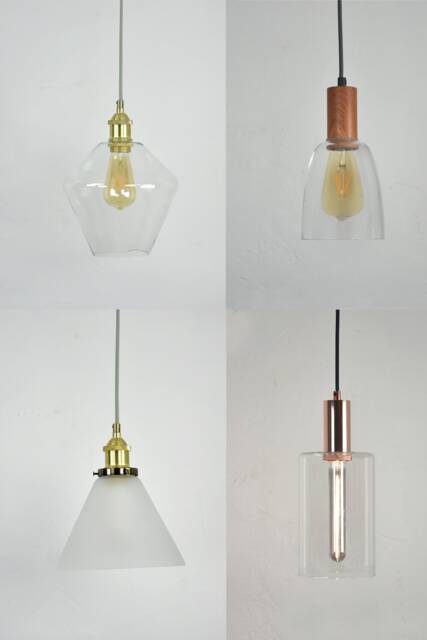 Led Custom Glass Shade Pendant Light Edison Lamp Kitchen Island Ceiling Fixture Colorful Lighting Brass Cone Shade Design Your Own - image 1