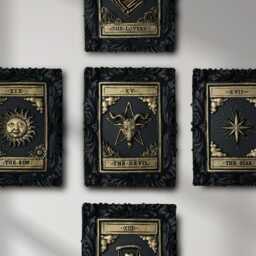 Handcrafted Devil Tarot Card Wall Art - Black Gold Unique Gothic Home Decor - thumbnail 3