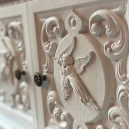 Elegant Wooden Key Cabinet With Angel Carvings - Keep Your Space Organized in Style - thumbnail 3