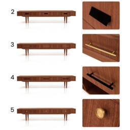 Mid-Century Sideboard, Dresser, Commode, Credenza Made Of Oak Veneer - Teak Colour Livlo T-L01 - thumbnail 3