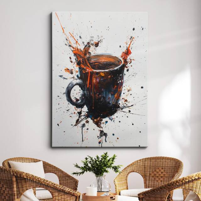 Coffee Mug Beverage Watercolor Cafe Painting Framed Poster Print & Canvas Wall Decor Art Bedroom Home Interior Bar Kitchen Gift - image 1