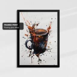 Coffee Mug Beverage Watercolor Cafe Painting Framed Poster Print & Canvas Wall Decor Art Bedroom Home Interior Bar Kitchen Gift - thumbnail 2