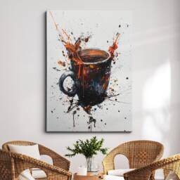 Coffee Mug Beverage Watercolor Cafe Painting Framed Poster Print & Canvas Wall Decor Art Bedroom Home Interior Bar Kitchen Gift - thumbnail 1
