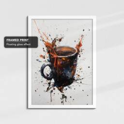 Coffee Mug Beverage Watercolor Cafe Painting Framed Poster Print & Canvas Wall Decor Art Bedroom Home Interior Bar Kitchen Gift - thumbnail 3
