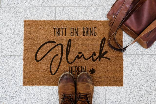 Housewarming Gift Personalized - Coir Doormat With Engraved Quote, New Home For Couple Or Family, Indoor Coconut Fiber Door Mat 24x16 I - image 1
