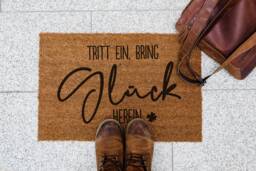 Housewarming Gift Personalized - Coir Doormat With Engraved Quote, New Home For Couple Or Family, Indoor Coconut Fiber Door Mat 24x16 I - thumbnail 1