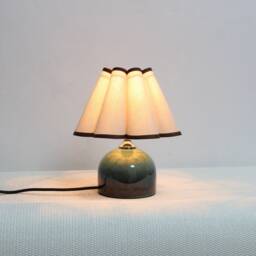 Handmade Fabric Table Lamp Wheat Shade, Dark Green Ceramic Base-5# - thumbnail 4