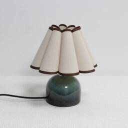 Handmade Fabric Table Lamp Wheat Shade, Dark Green Ceramic Base-5#