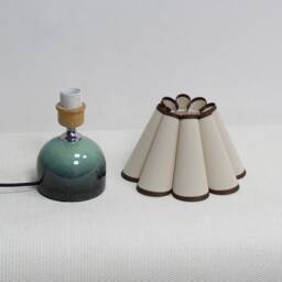 Handmade Fabric Table Lamp Wheat Shade, Dark Green Ceramic Base-5# - thumbnail 3