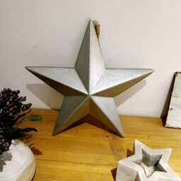 xl Silver Wooden 3D Chunky Hanging Star Decoration - The Home & Hearts Shop Rustic Shabby Wall Decor Christmas Wedding Gift - thumbnail 3