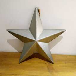 xl Silver Wooden 3D Chunky Hanging Star Decoration - The Home & Hearts Shop Rustic Shabby Wall Decor Christmas Wedding Gift - thumbnail 2