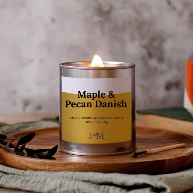 Maple Pecan Danish Wood Wick Scented Candle, Autumnal Crackling Candle - image 1