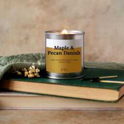 Maple Pecan Danish Wood Wick Scented Candle, Autumnal Crackling Candle - thumbnail 2