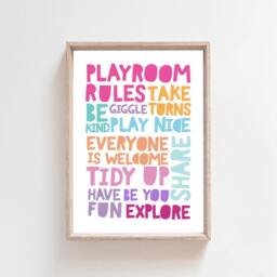 Playroom Rules Print, Prints, Wall Art, Girls Bedroom Decor, Childrens Nursery Kids - thumbnail 2