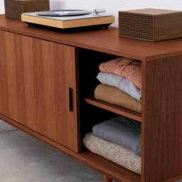 Mid-Century Sideboard, Dresser, Commode, Credenza Made Of Oak Veneer - Teak Colour Livlo T-S06 - thumbnail 4