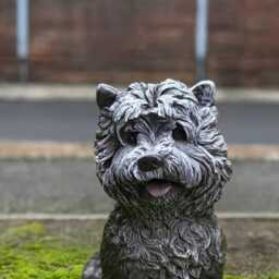 Concrete Westie Dog Sculpture Outdoor Pet Statue Handmade Puppy Ornament Patio Terrier Decor Memorial Figure Lover Gift - thumbnail 2
