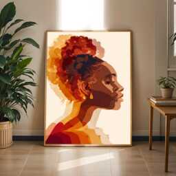 Abstract Woman Portrait Art Print Boho Afrocentric Wall Decor - Poster Only - thumbnail 2