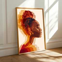 Abstract Woman Portrait Art Print Boho Afrocentric Wall Decor - Poster Only - thumbnail 1