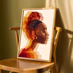 Abstract Woman Portrait Art Print Boho Afrocentric Wall Decor - Poster Only - thumbnail 3