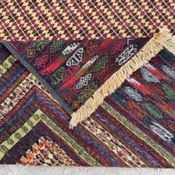 4'3x6Ft Afghan Baluchi Rug - Handmade Wool Carpet With Green & Red Tribal Borders Vintage Geometric Pattern Oriental Area - thumbnail 4
