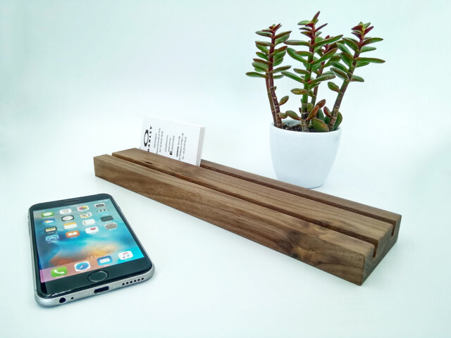 Multiple Wood Business Card Holder From Dark Walnut. Wooden Holder. Stand. Office Or Paper Display - image 1