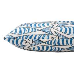 Blue & White Sardine Boudoir Cushion. Seaside Fish Nautical Design in Navy Indigo Blue. 17x12 - thumbnail 2