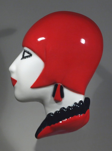 Echo Of Deco British Art Pottery Inspired Flapper Girl Wall Mask/Plaque Ornament - image 1