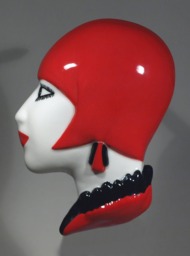 Echo Of Deco British Art Pottery Inspired Flapper Girl Wall Mask/Plaque Ornament - thumbnail 1