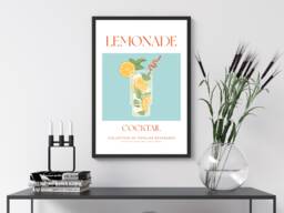 Lemonade Cocktail Art Print Poster - Party Signature Drink Sign Trendy Wall Decor Minimalist Elegant Retro Gift A5 A4 A3 - thumbnail 1