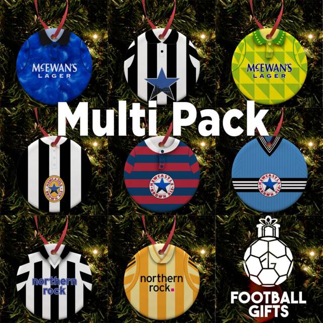 Newcastle Utd Retro Home & Away Shirts Classic Kits Christmas Tree Decoration Bauble Flat Ceramic - -Toon Army Multi Pack Of 4 Or 8 - image 1