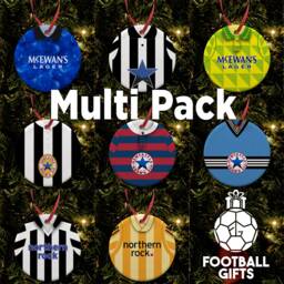 Newcastle Utd Retro Home & Away Shirts Classic Kits Christmas Tree Decoration Bauble Flat Ceramic - -Toon Army Multi Pack Of 4 Or 8 - thumbnail 1