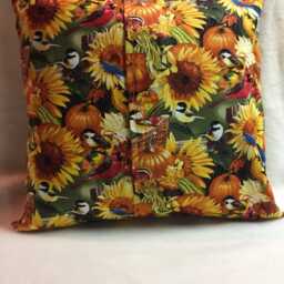 Sunflowers, Pumpkins & Birds, Accent Pillow 16 X - #p023 - thumbnail 2