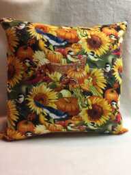 Sunflowers, Pumpkins & Birds, Accent Pillow 16 X - #p023 - thumbnail 1