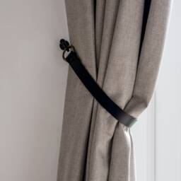 Handmade Black Leather Curtain Tie Back Modern Home Decor 3/4 Inch Wide Choice Of Fixings Interiors - thumbnail 3