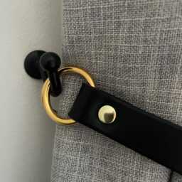 Handmade Black Leather Curtain Tie Back Modern Home Decor 3/4 Inch Wide Choice Of Fixings Interiors - thumbnail 2