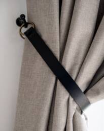 Handmade Black Leather Curtain Tie Back Modern Home Decor 3/4 Inch Wide Choice Of Fixings Interiors - thumbnail 1