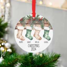Personalised Family Christmas Ornament Hanging Stockings, Custom 2025 Bauble Customised Disc For Xmas Tree, Keepsake - thumbnail 3