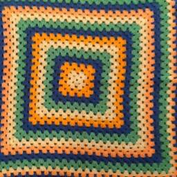 Handmade Crochet Baby Blanket Blue, Green, Yellow, Orange - thumbnail 2