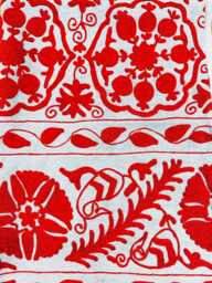 Wool Embroidery Suzani Exclusive Artisinal Handmade Stitch Elegant Sofa Bed Cotton Wall Decor Throw - Red Grey Colours - thumbnail 1