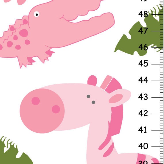 Personalized Safari Adventure For Girls Growth Chart, Kids Wall Decor - image 1
