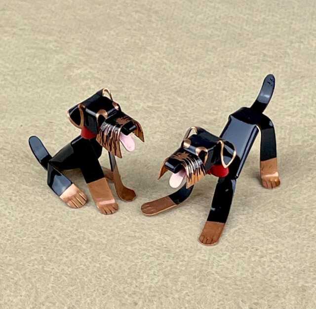 Airedale Terrier Puppy Sculpture Handmade Copper Collectible Dog Figurine - image 1
