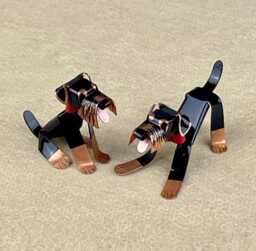 Airedale Terrier Puppy Sculpture Handmade Copper Collectible Dog Figurine - thumbnail 1