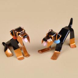 Airedale Terrier Puppy Sculpture Handmade Copper Collectible Dog Figurine - thumbnail 2