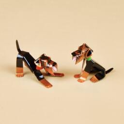 Airedale Terrier Puppy Sculpture Handmade Copper Collectible Dog Figurine - thumbnail 3