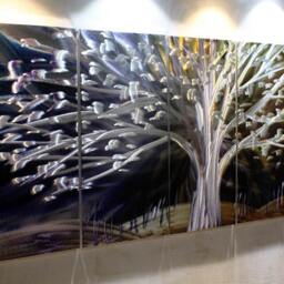 Abstract Metal Tree Wall Art, Large Colorful Aluminum Sculpture - thumbnail 3