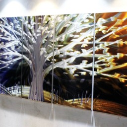 Abstract Metal Tree Wall Art, Large Colorful Aluminum Sculpture - thumbnail 2
