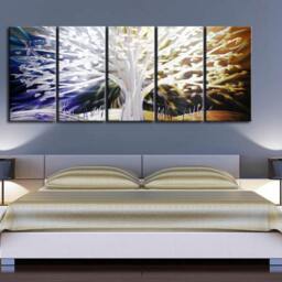 Abstract Metal Tree Wall Art, Large Colorful Aluminum Sculpture - thumbnail 4