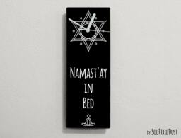 Namast'ay in Bed/Namaste in Namastay Bed - Black Funny Wall Clock - thumbnail 1